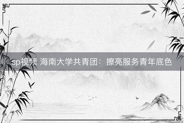 sp视频 海南大学共青团：擦亮服务青年底色