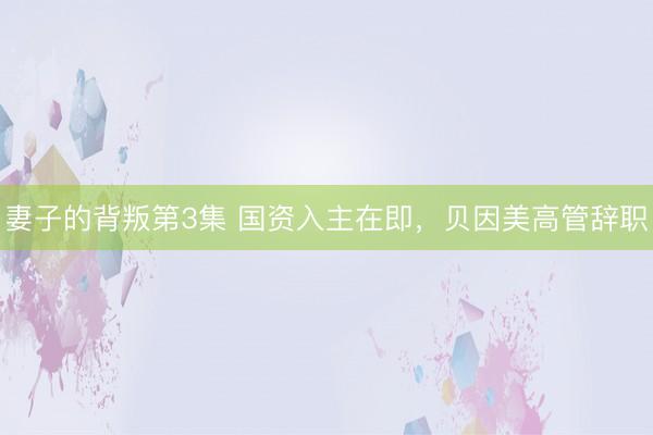妻子的背叛第3集 国资入主在即,贝因美高管辞职