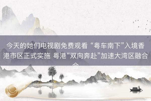 今天的她们电视剧免费观看 “粤车南下”入境香港市区正式实施 粤港“双向奔赴”加速大湾区融合