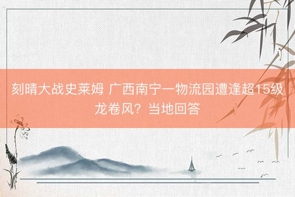 刻晴大战史莱姆 广西南宁一物流园遭逢超15级龙卷风？当地回答