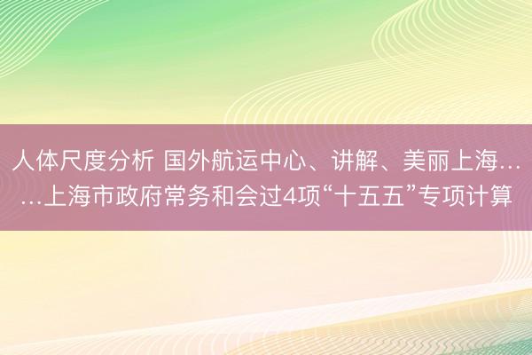 人体尺度分析 国外航运中心、讲解、美丽上海……上海市政府常务和会过4项“十五五”专项计算